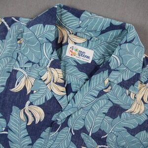 Vintage 90's Reyn Spooner Reverse Camp Bayflow Tropical Banana Men Shirt L Aloha